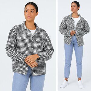 NWT Princess Polly Michael Jacket Oversized Houndstooth Denim Jacket Boyfriend